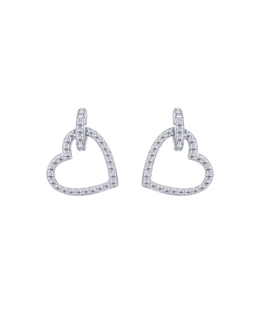 Sidabriniai auskarai su cirkoniais "Širdelės"