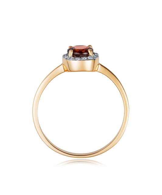 Gold ring with diamonds and garnet