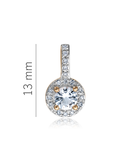 Gold pendant with diamonds and clear topaz