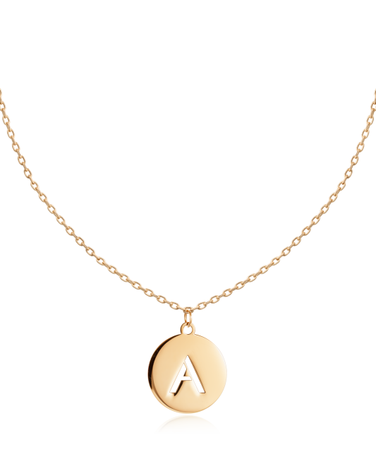 Gold chain with pendant letter A