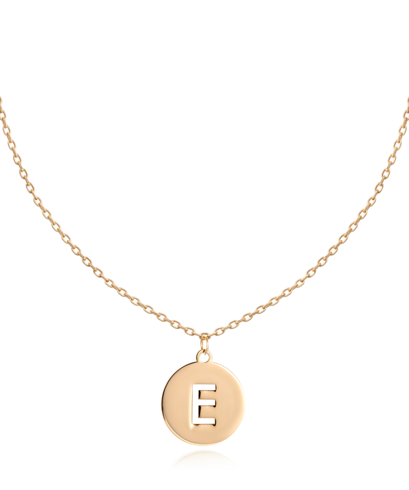 Gold chain with pendant letter E