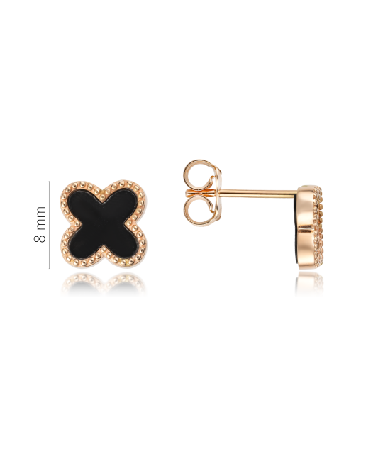 Gold earrings with onyx