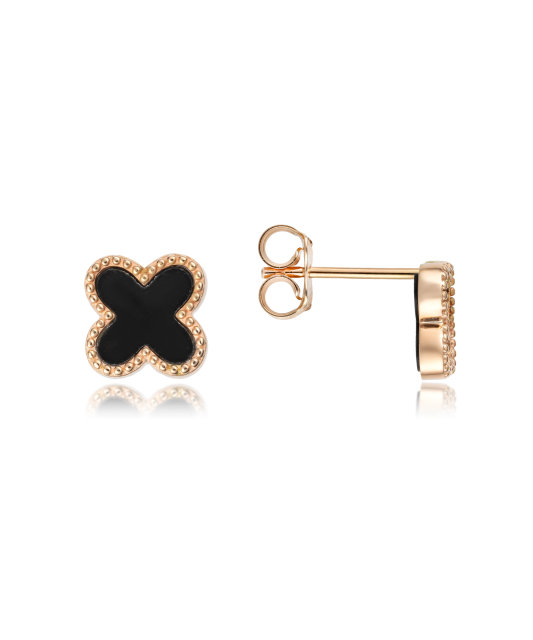 Gold earrings with onyx