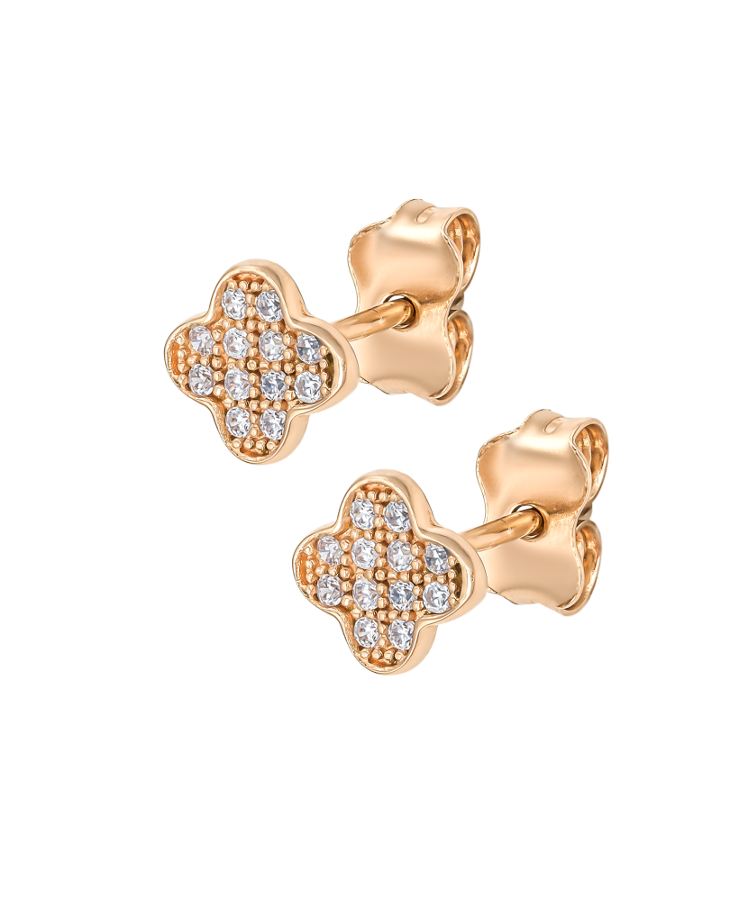 Gold earrings with zircons