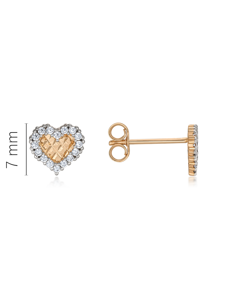 Kultaiset korvakorut zirkoneilla "sydäns"