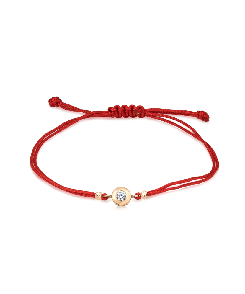 Black string bracelet with gold pendant