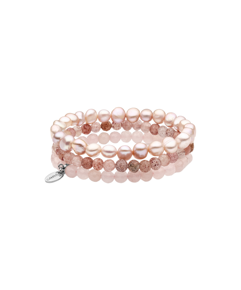 Bracelet with rose quartz and pearls