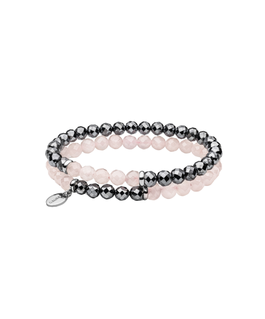 Bracelet with terahertz and rose quartz