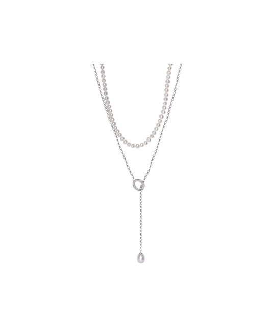 Pearl necklaces with sterling silver and zirconium pendant