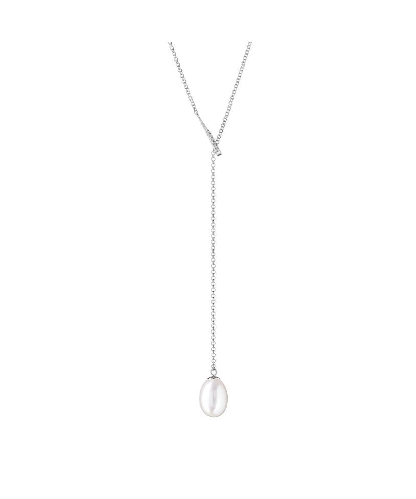 Sterling silver chain with pearl pendant and zircons