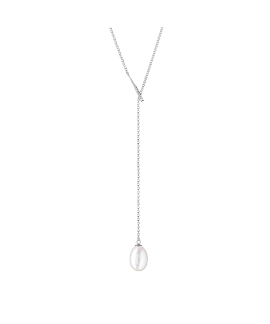 Sterling silver chain with pearl pendant and zircons