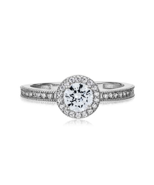 Valkokultasormus zirkoneilla