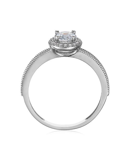 Valkokultasormus zirkoneilla