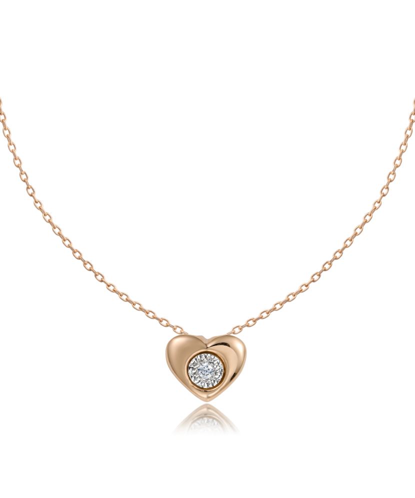 Gold chain with diamond pendant "Heart"