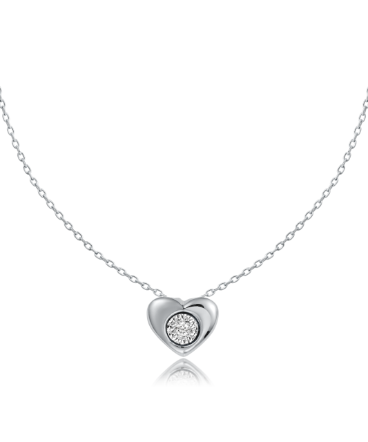 White gold chain with diamond pendant "heart"