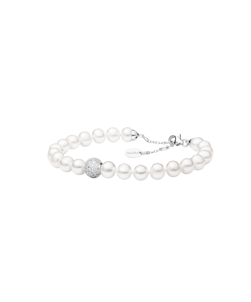 Pearl bracelet with silver and zircons