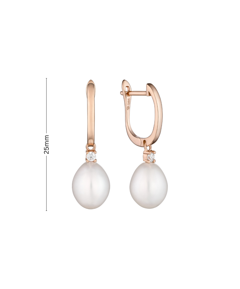 Kultaiset korvakorut helmillä ja zirkoneilla