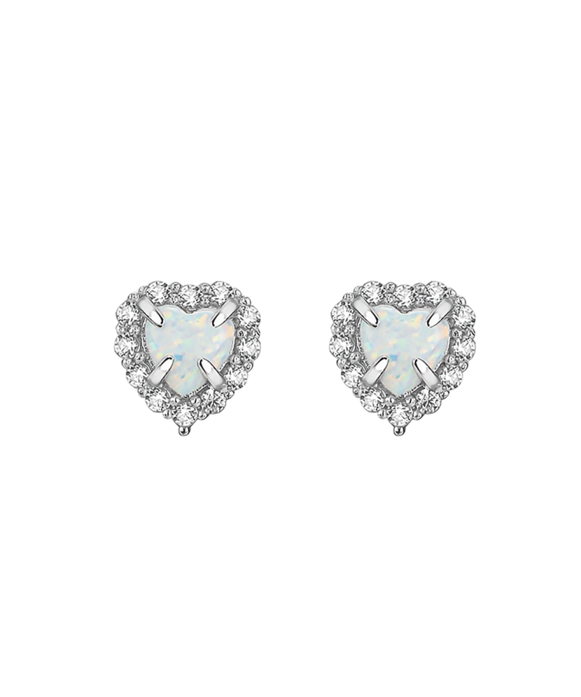 Sterling silver earrings with opal and zircons