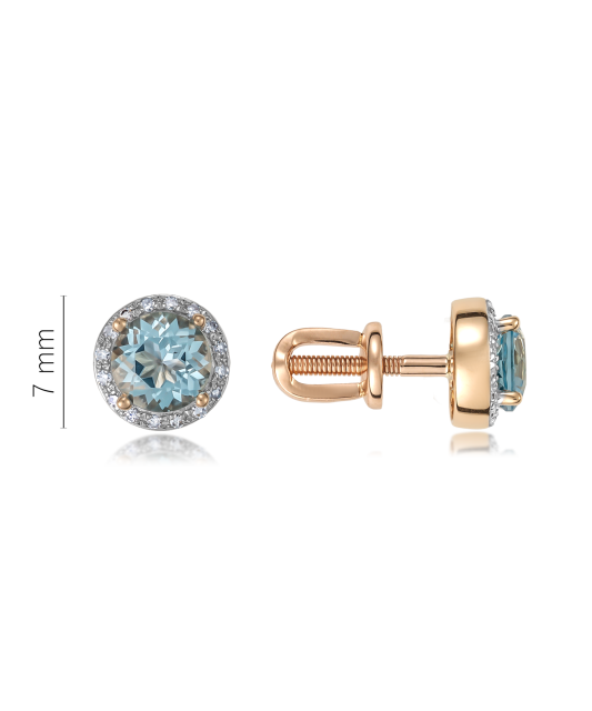 Kultaiset korvakorut timanteilla ja topaseilla