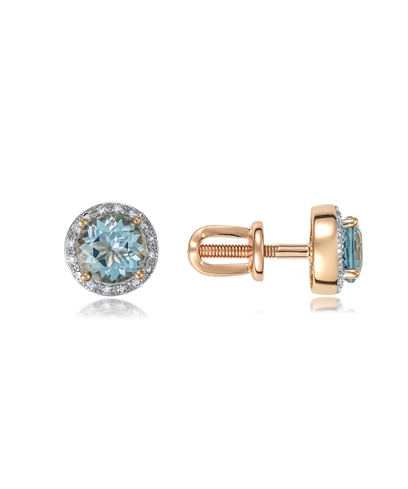 Kultaiset korvakorut timanteilla ja topaseilla