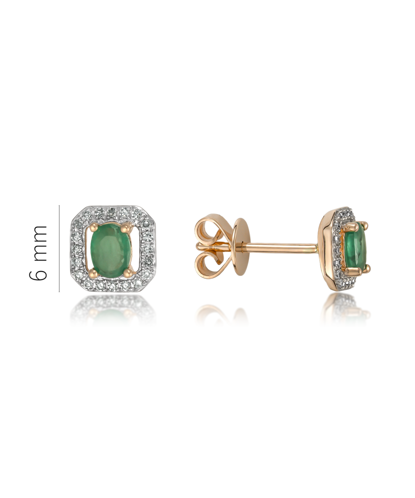 Gold earrings with emeralds and diamonds