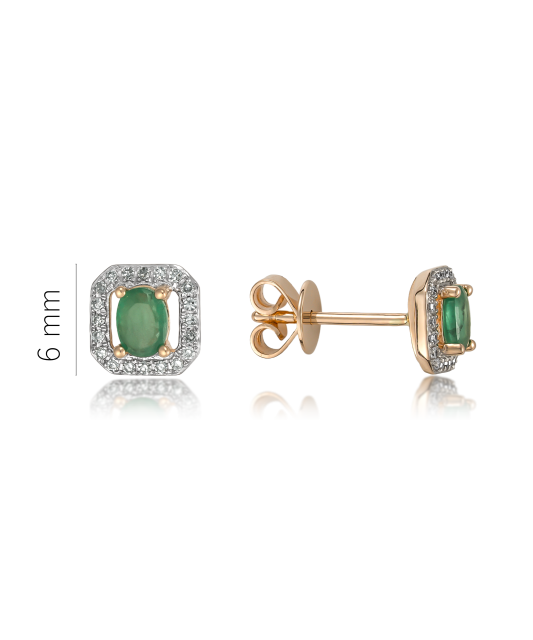 Gold earrings with emeralds and diamonds