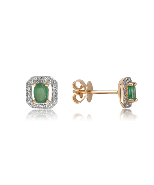 Gold earrings with emeralds and diamonds