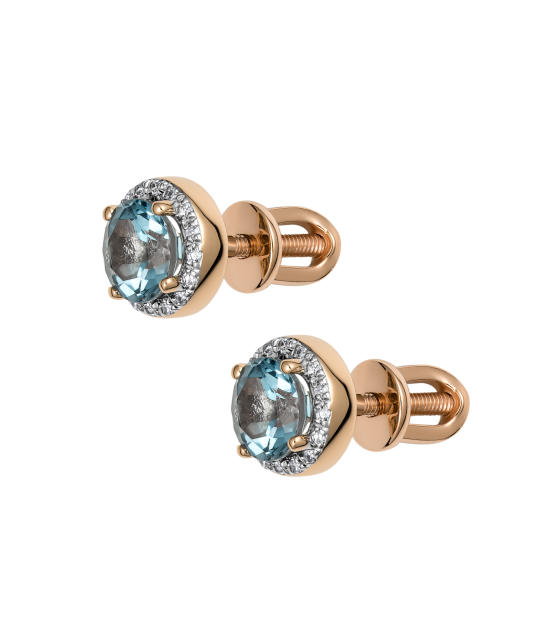 Gold earrings with diamonds and topazes