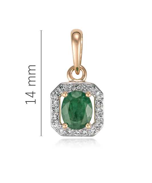 Gold pendant with emerald and diamonds