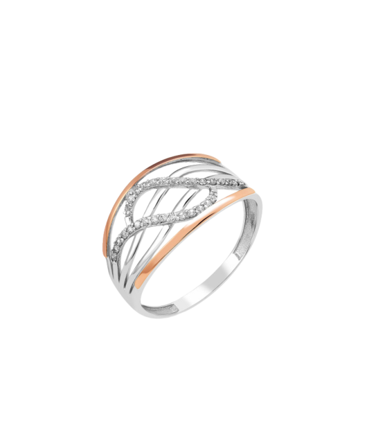 Sterling silver ring gold plated with zircons