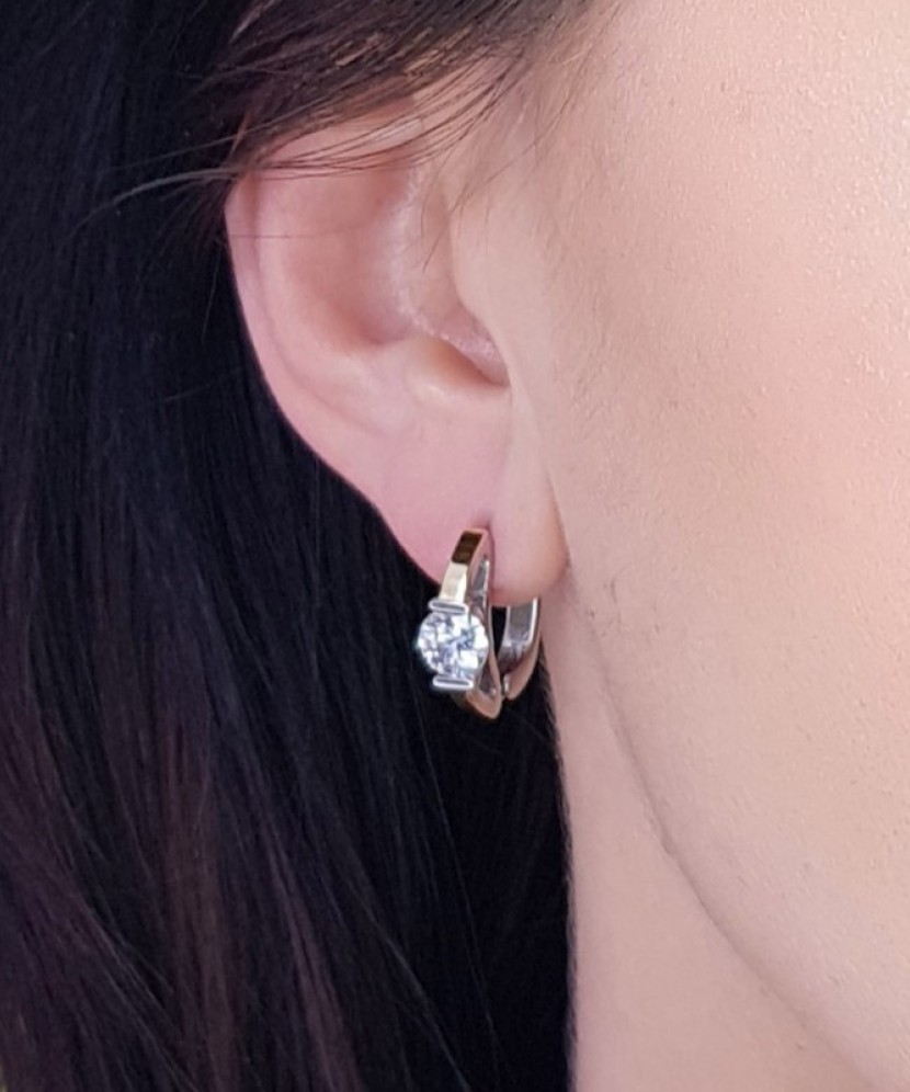 Sterling silver earrings gold plated with zircons