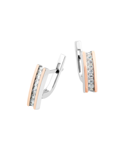 Sterling silver earrings gold plated with zircons