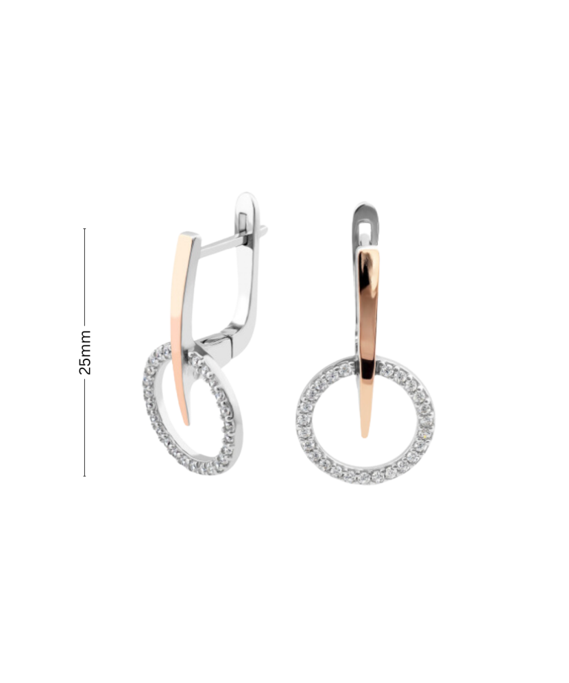 Hopeiset korvakorut peittää kullalla zirkoneilla