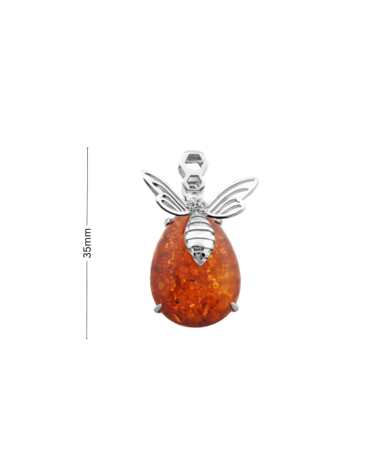 Sterling Silver pendant with zircons and amber