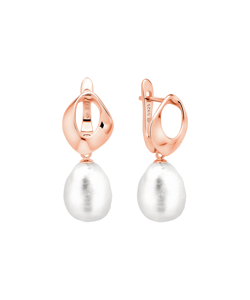 Gilded sterling silver earrings with pearls