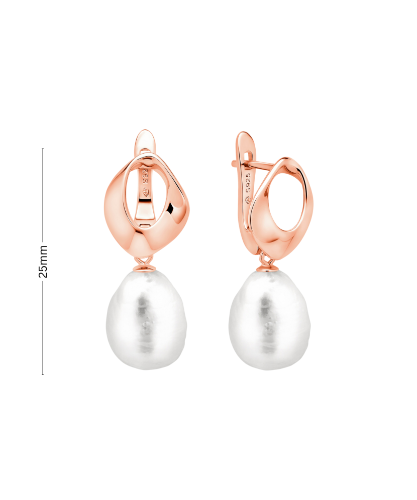 Gilded sterling silver earrings with pearls