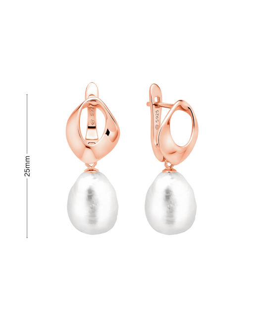 Gilded sterling silver earrings with pearls