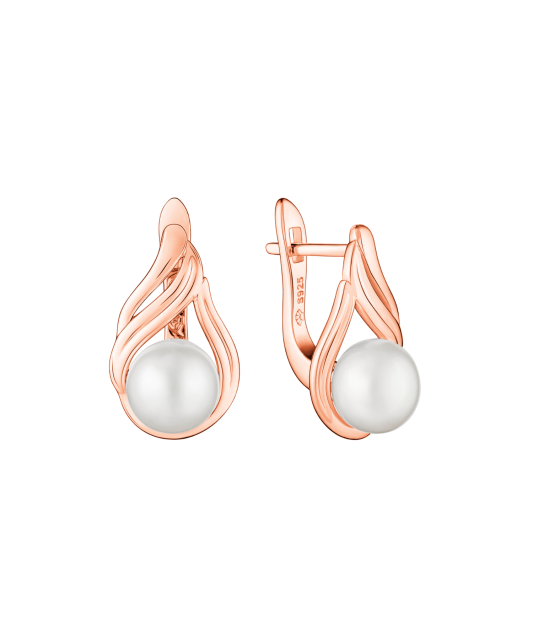 Gilded sterling silver earrings with pearls