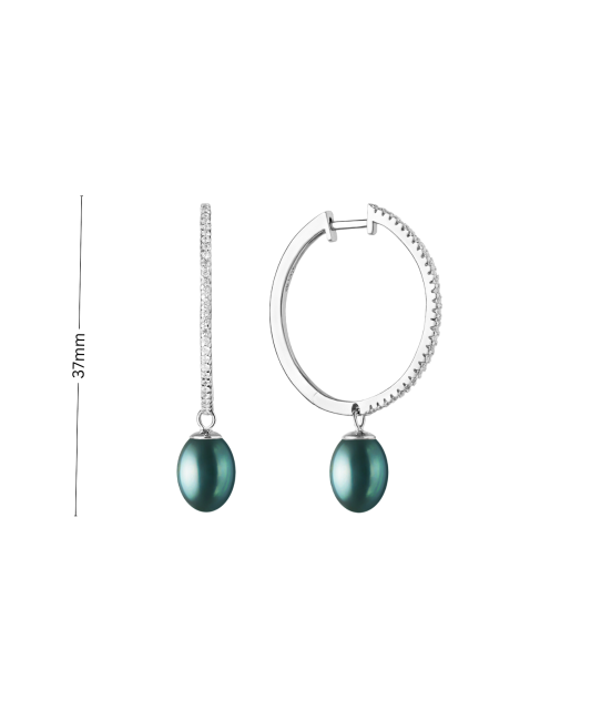 Hopeiset korvakorut helmillä ja zirkoneilla