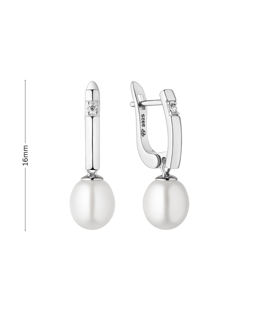 Sterling silver earrings with pearls and zircons