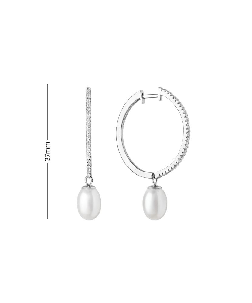 Sterling silver earrings with pearls and zircons