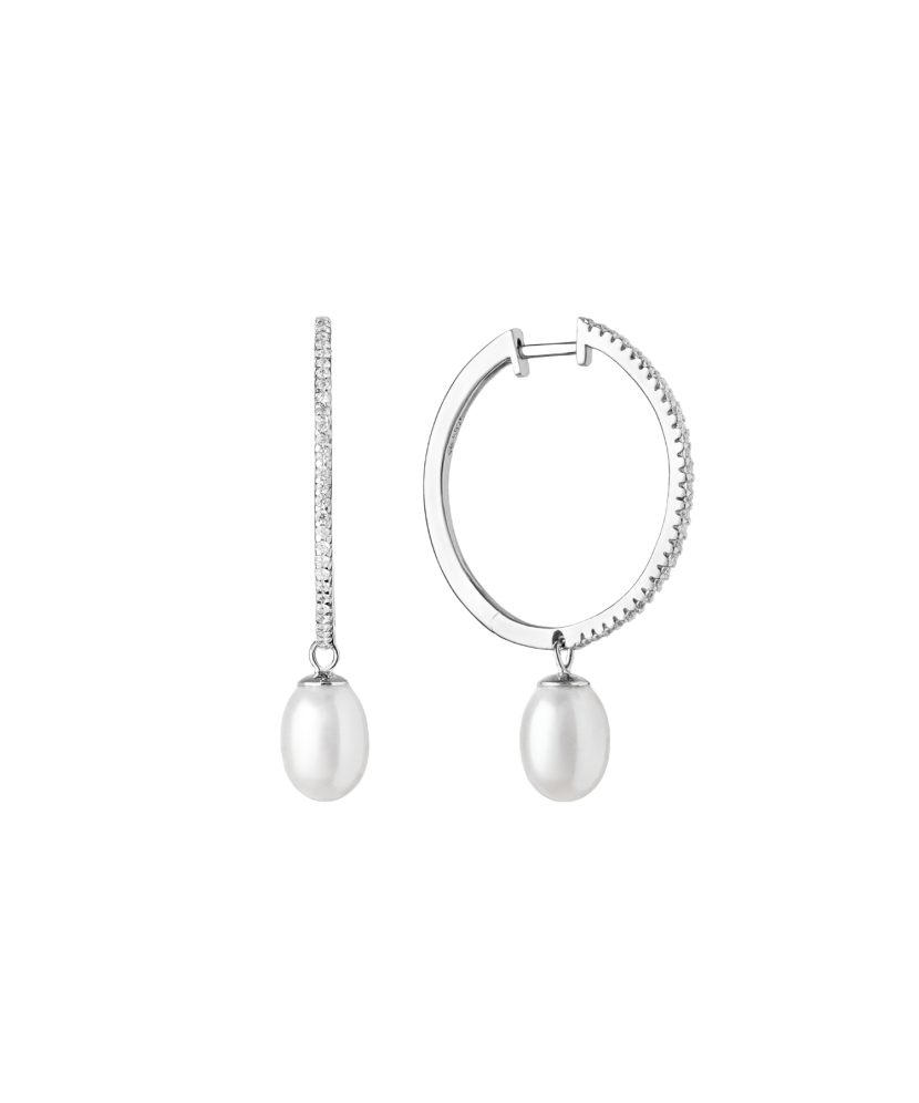 Sterling silver earrings with pearls and zircons