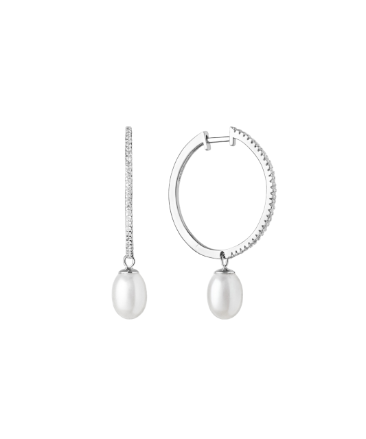 Sterling silver earrings with pearls and zircons
