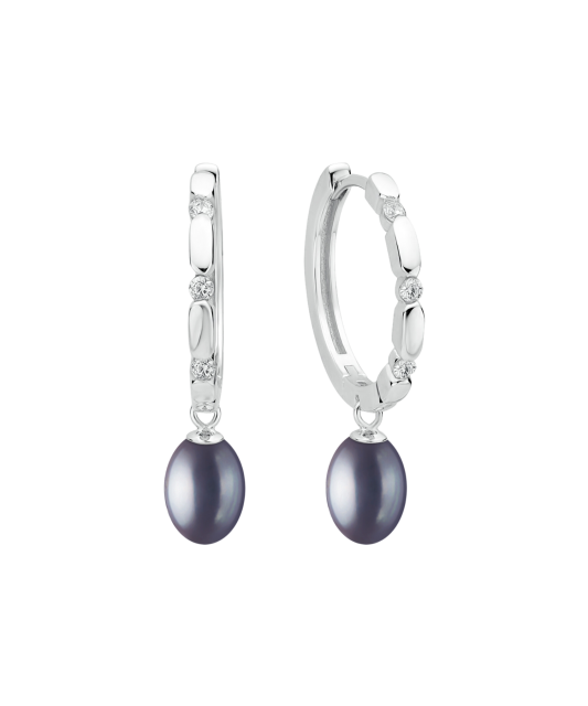 Sterling silver earrings with pearls and zircons