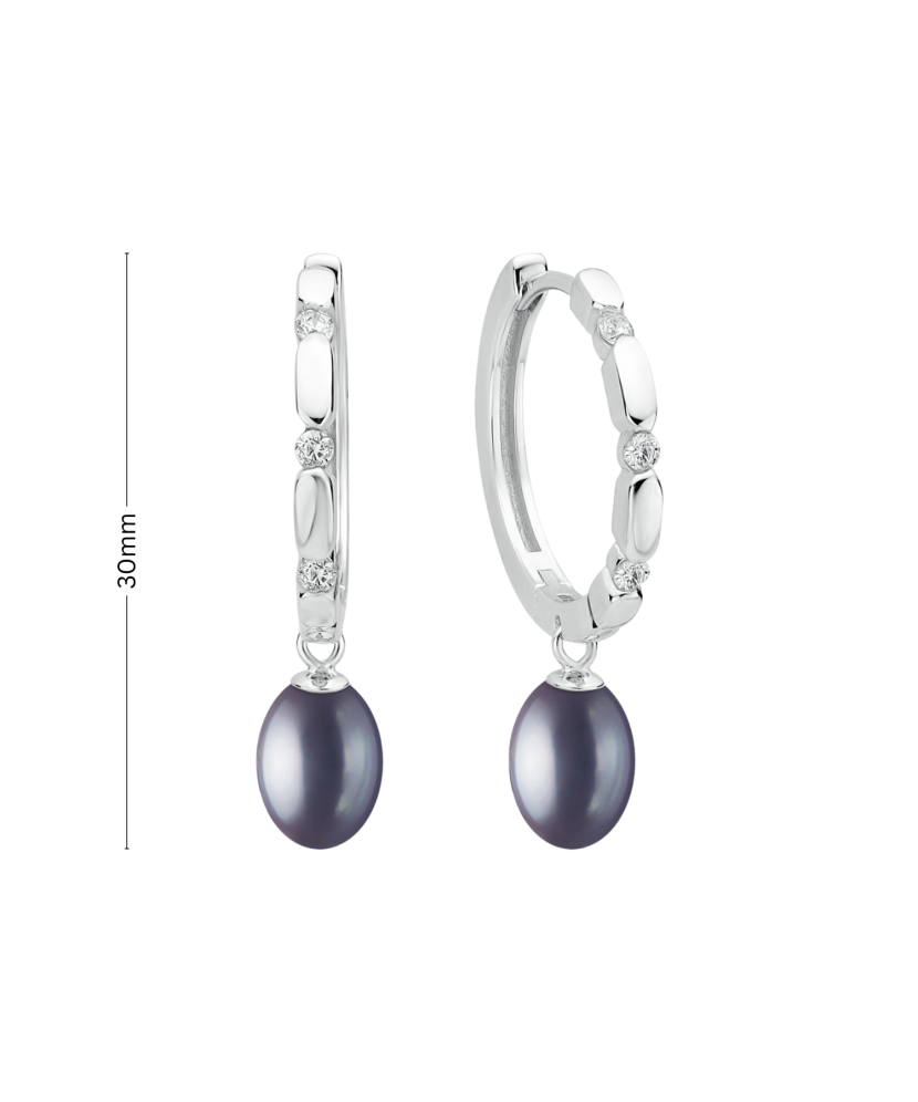 Sterling silver earrings with pearls and zircons