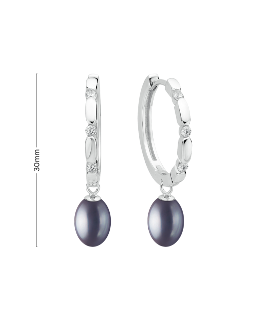Sterling silver earrings with pearls and zircons