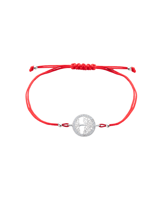 Red string bracelet with a silver pendant "Tree of life"