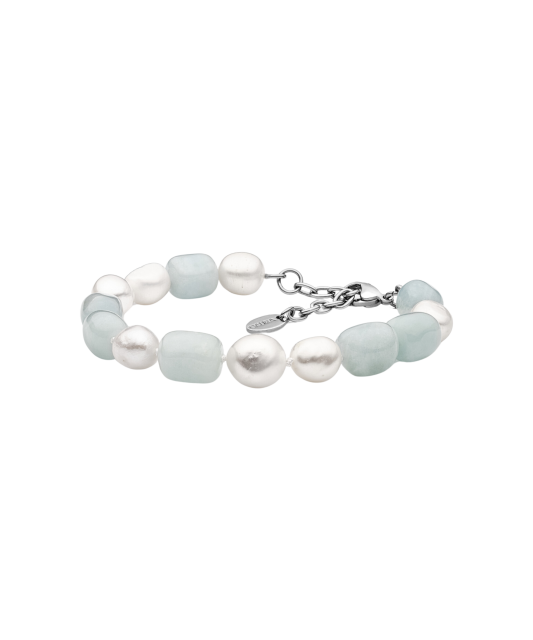 Bracelet with pearls and aquamarines