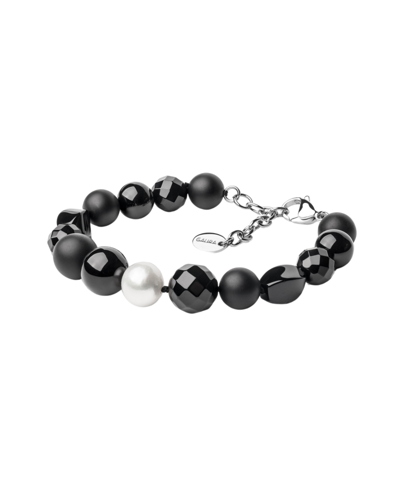 Bracelet with onyx and pearls