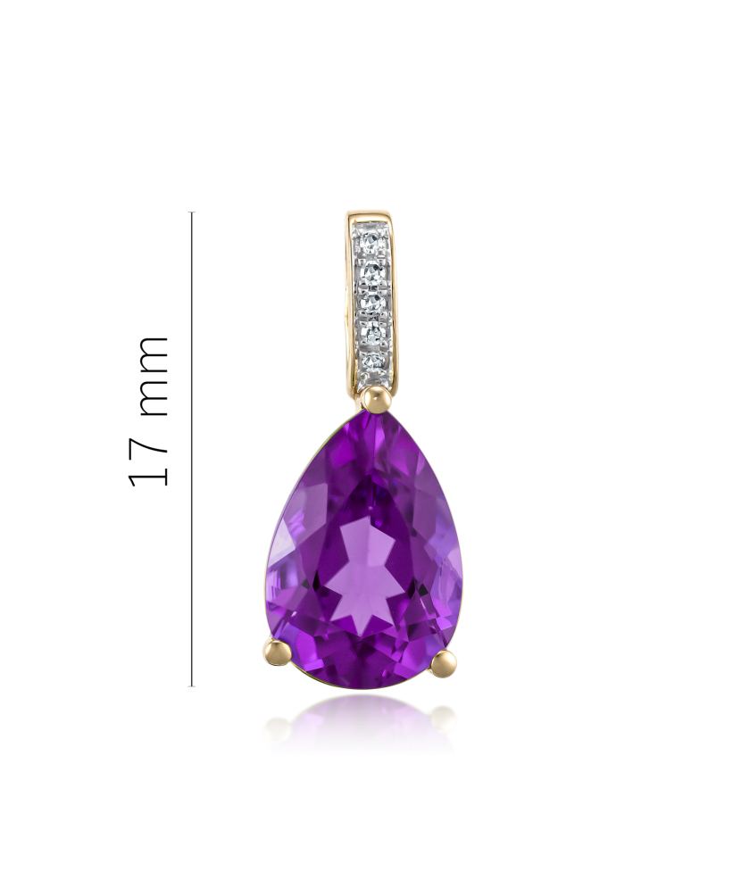 Yellow gold pendant with diamonds and amethyst